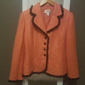 Talbots - Knit Blazer Tangerine/Salmon Size 8